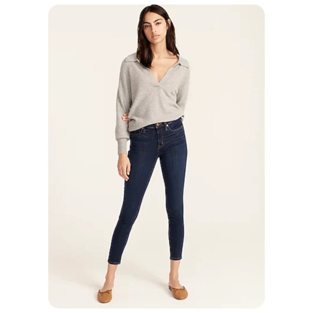 !! J. Crew TALL Toothpick Ankle Dark Wash Mid Rise Jeans sz 32T